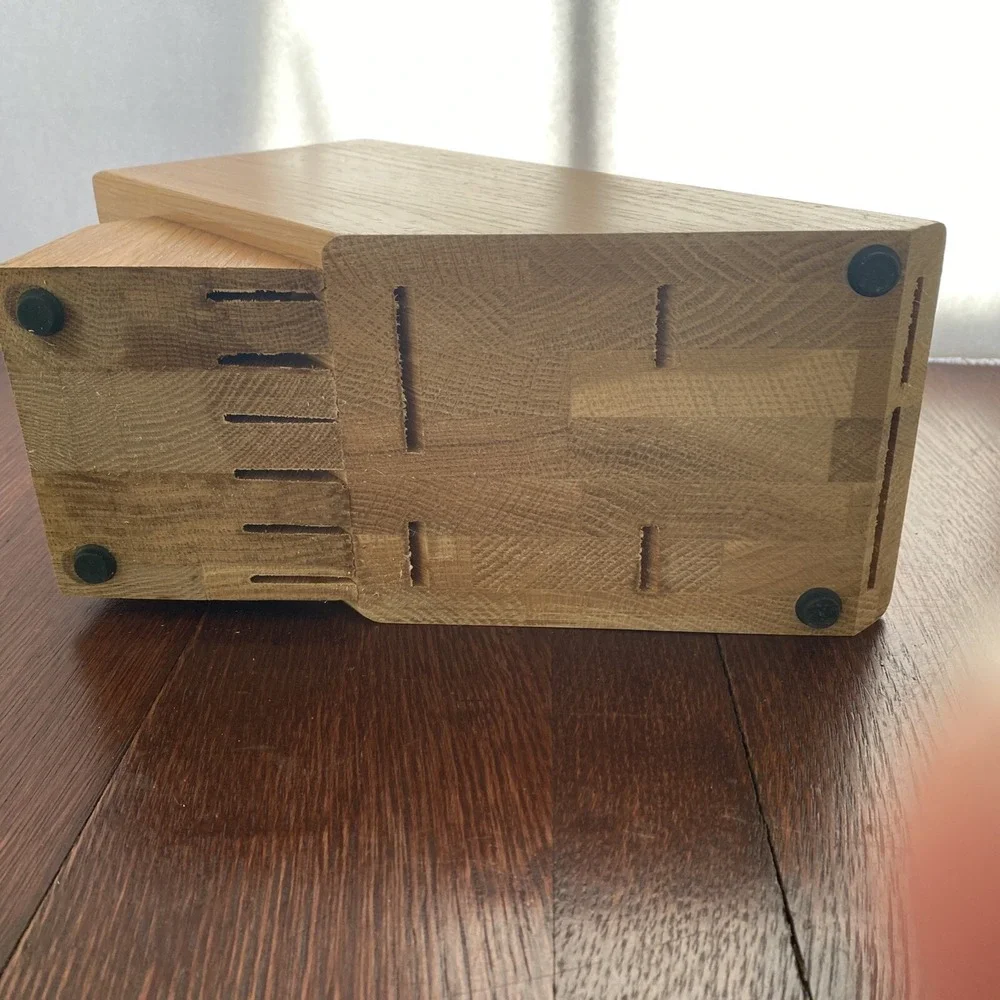 CUTCO 14 Slot Knife Set Block 6 Steak Slots 2 Round-6 Slot TopHoney Oak Wood USA